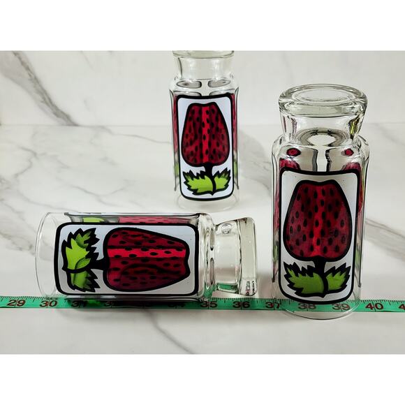 Libbey Strawberry Pedestal Tumbler Glass 16oz Retro 80's 6 1/2" x3 Vintage - Picture 13 of 13